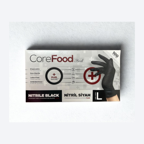Bimel Siyah Nitril Eldiven Large Pudrasız 5 Paket