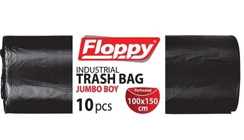 Floppy Jumbo Sanayi Tipi Çöp Poşeti 100x150 cm Siyah 10’lu 1 Koli (10 Rulo)