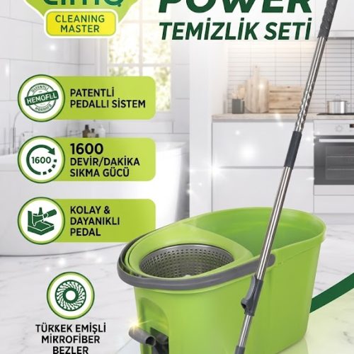Lime Pedal Power Pedallı Temizlik Seti - 360 Derece Döner Başlık Mikrofiber Mop