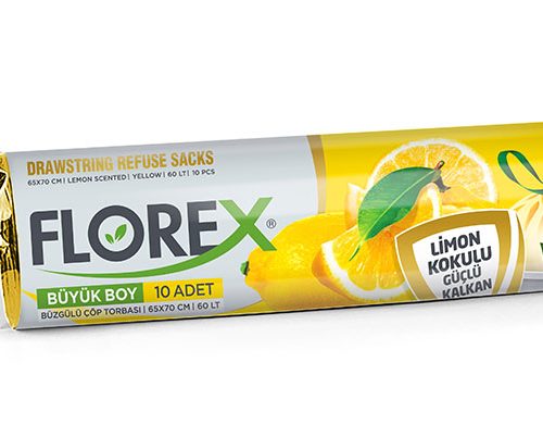 Florex Limon Aromalı Büzgülü Çöp Torbası - Büyük Boy (65x70) 1 Paket