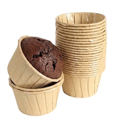 50’li Muffin Kek Kağıdı Kapsülü – Kraft & Kahverengi Cupcake Kalıbı