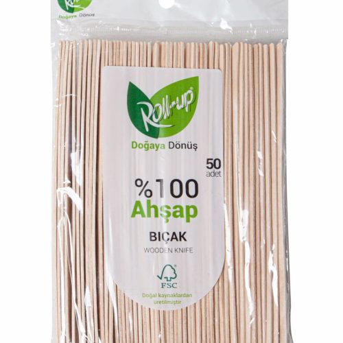 Roll-up Doğaya Dönüş Ahşap Tahta Bıçak 50'li 1 Paket