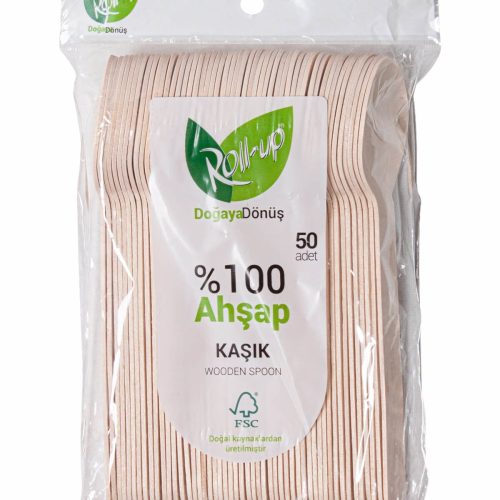 Roll-up Doğaya Dönüş Ahşap Tahta Kaşık 50'li 1 Paket